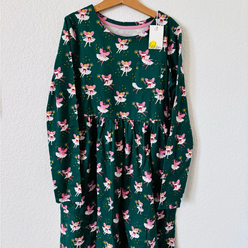 Green Fairy Print Kids Dress